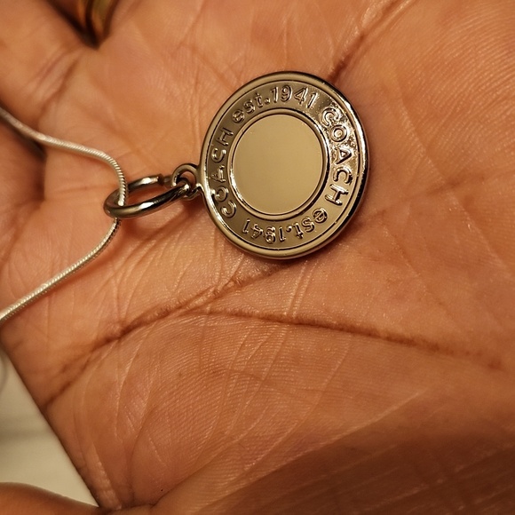Coach Logo Circle Pendant W/Necklace That's Unbranded All Stainless Steel 18" - Picture 7 of 9